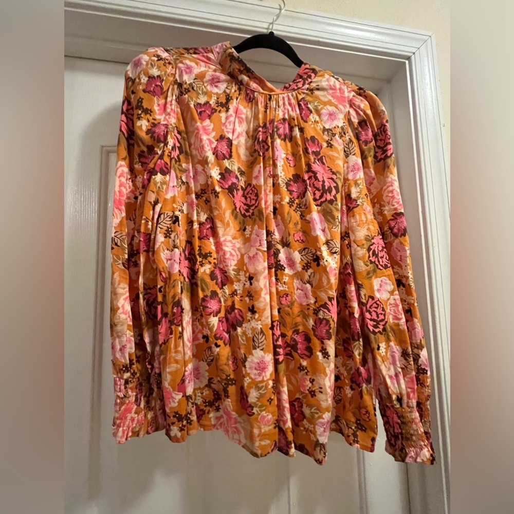 Floral cotton rayon blend blouse